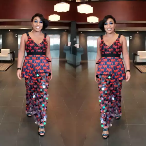 Rita Dominic steps out in lovely costume made dress